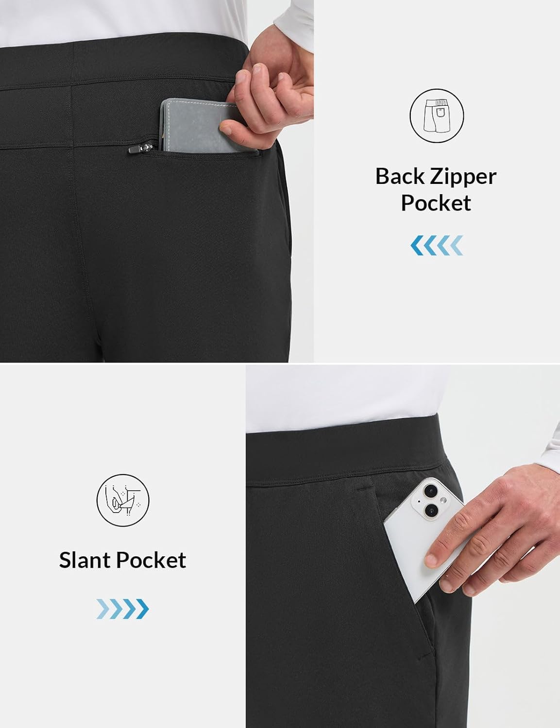 baleaf Men's 30" Fleece Lined Golf Pants Warm Winter Stretchy Casual Business Travel 3 Pockets - Image 6