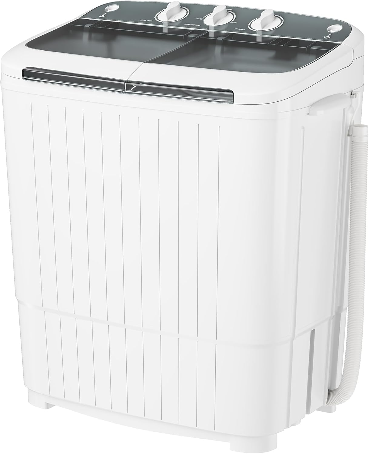 SUNCROWN Portable Washing Machine 16lbs, Compact Twin Tub Semi Automatic Washer, Energy-Saving Mini Laundry Combo with Extended Drain Hose & Pump for Dorms, Apartments, RV, White+Black SUNCROWN Portable Washing Machine 16lbs, Compact Twin Tub Semi Automatic Washer, Energy-Saving Mini Laundry Combo with Extended Drain Hose & Pump for Dorms, Apartments, RV, White+Black