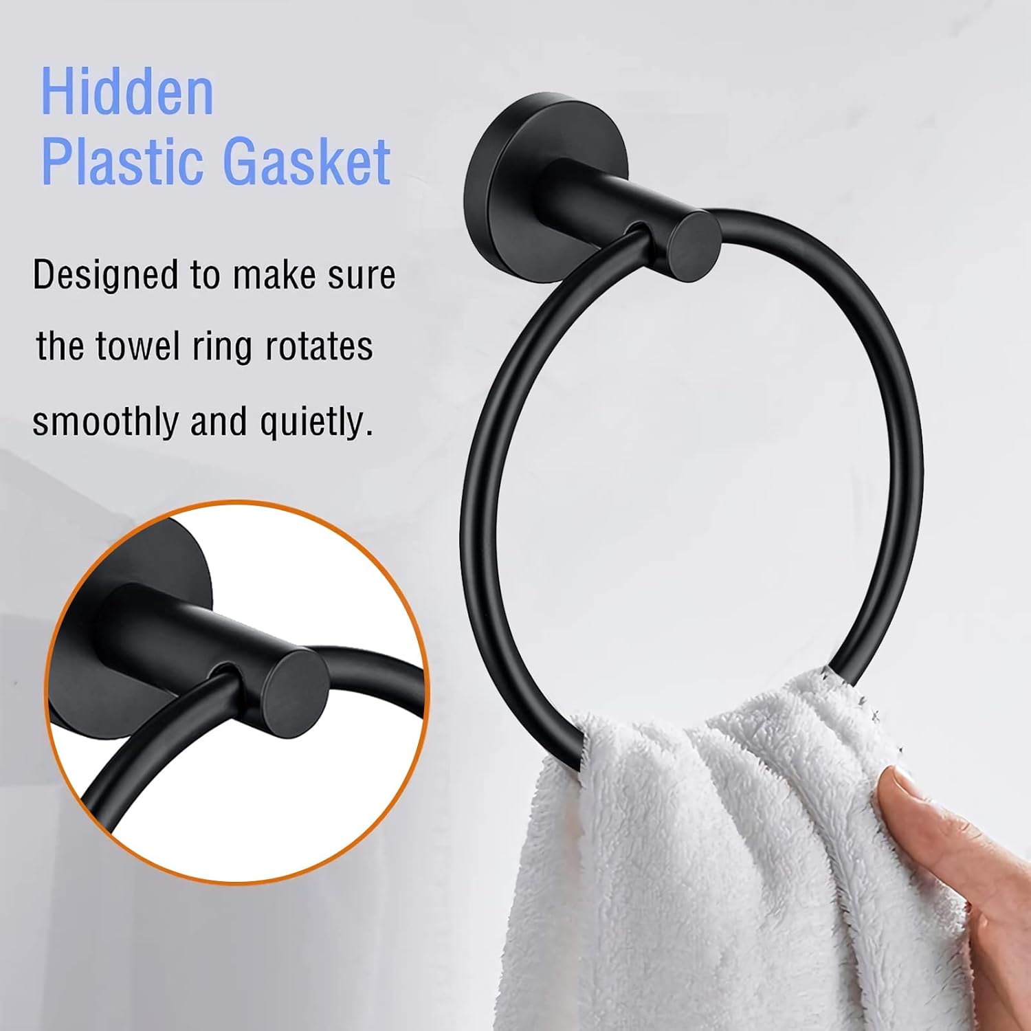 Matte Black Stainless Steel Wall Mounted Towel Ring Set