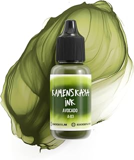 Alcohol Inks, Basic line ‘A’: Concentrated Alcohol Based dye Inks, Avocado Alcohol Ink, 0.51 fl oz (15 ml), for Alcohol Ink Painting