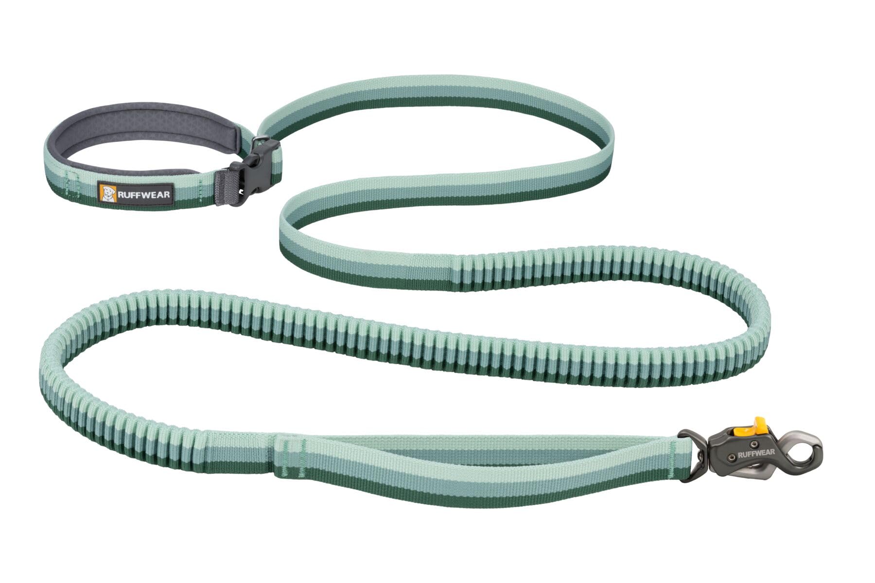 Ruffwear, Roamer Lock Dog Leash, Hands-Free Waist Option, Auto-Locking Talon Clip, Shock-Absorbing Stretch, Padded Handle, Traffic Handle, Trail-Tough for Any Adventure, River Rock Green, 5.5'-7'