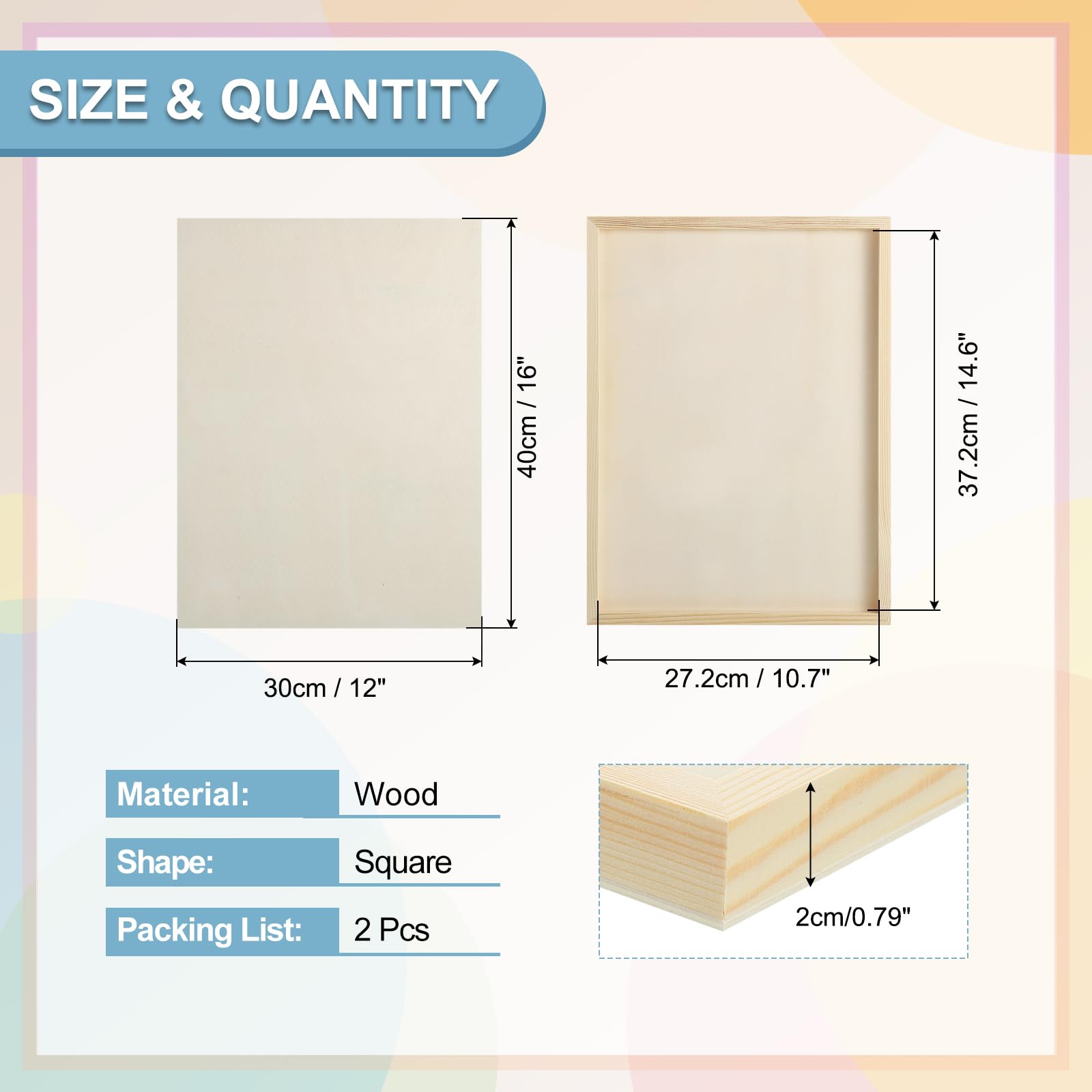 QUARKZMAN 2 Piezas De Tableros De Lienzo De Madera, Lienzos De Arte De 12x16 Pulgadas Panel De Madera Sin Acabado Cuadrado Para Pintura, Manualidades, Proyectos DIY, Arte De Vertido