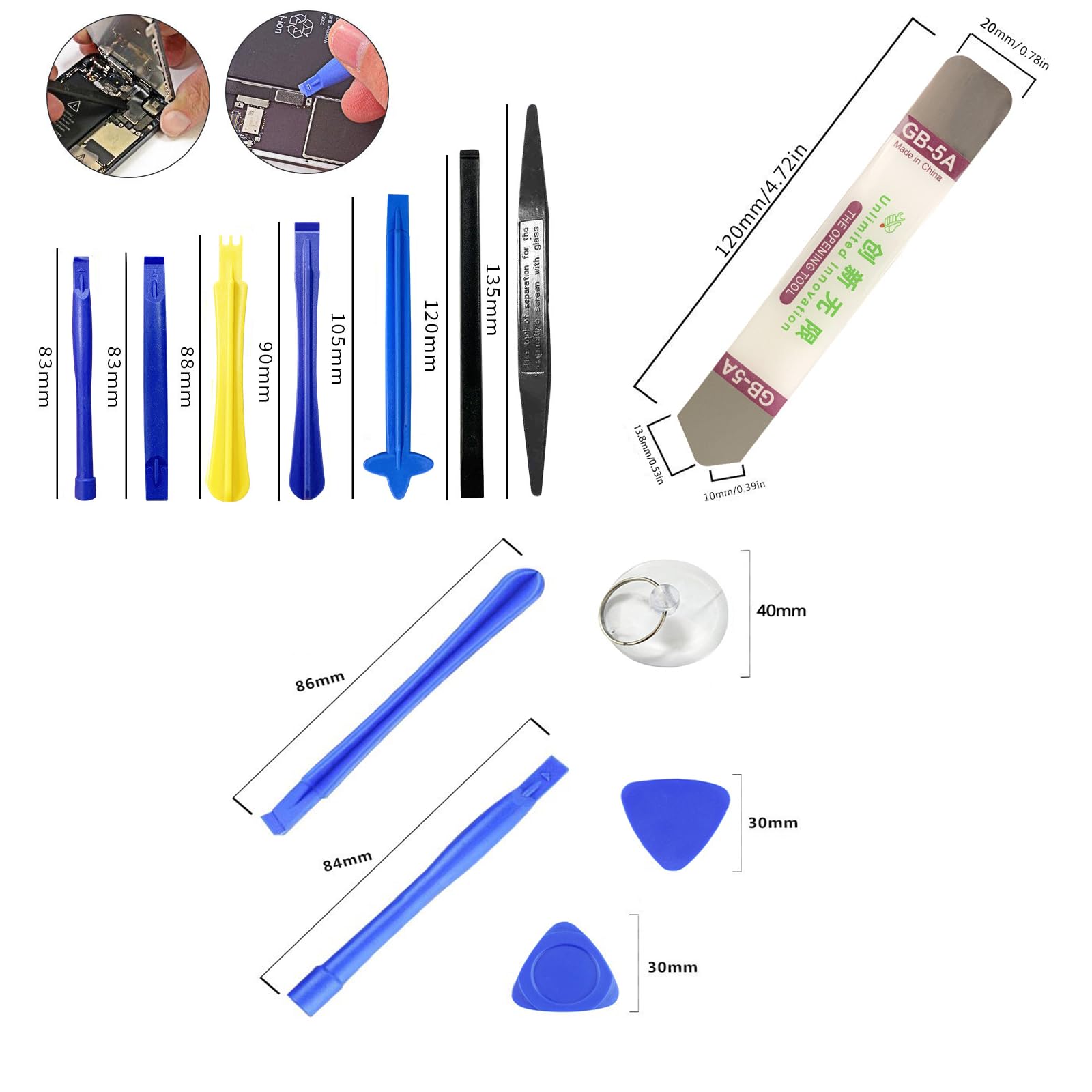 NUIGUBF 22 Outils électroniques Professionnels, adaptés à l'ouverture des téléphones Portables, des tablettes pour remplacer l'écran, la Batterie et d'autres Kits de réparation multifonctionnels (A)