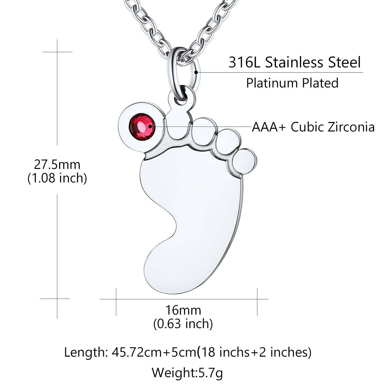 Custom4U Collar Personalizado Pies de Bebe con Nombres Grabados Colgante Huella Pies para Recién Mama con Circonitas Brillantes