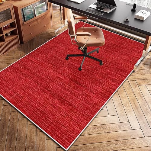 HaeBnug Bodenschutzmatte Bürostuhl 140 x 200 cm, Gaming Teppich Stuhlunterlage Non Slip Gaming Schreibtischstuhl Schutz Matte, Bürostuhl Unterlage, Gaming Stuhl Unterlage, Computerstuhl Teppiche Rot