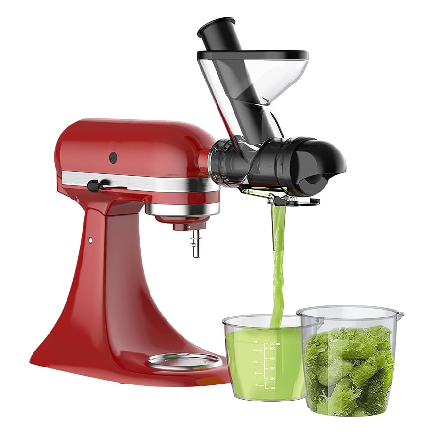 Masticating Juicer Attachment for KitchenAid Stand Mixer - Cold Press Dual Feed Chute Accessory, Slow Juicing Parts for Fruits & Vegetables