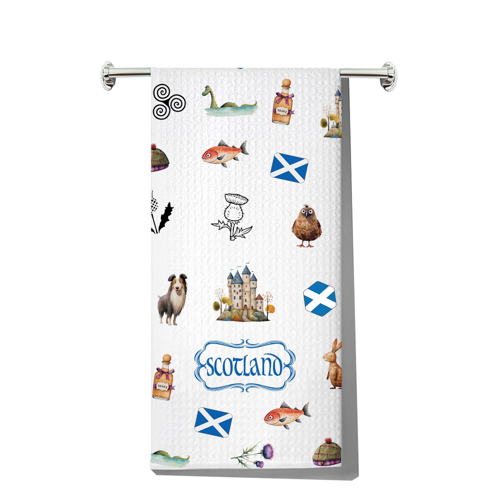 JNIAP Scottish Kitchen Towel - Scottish Thistle Pattern, Highlander Gifts (Scotland)