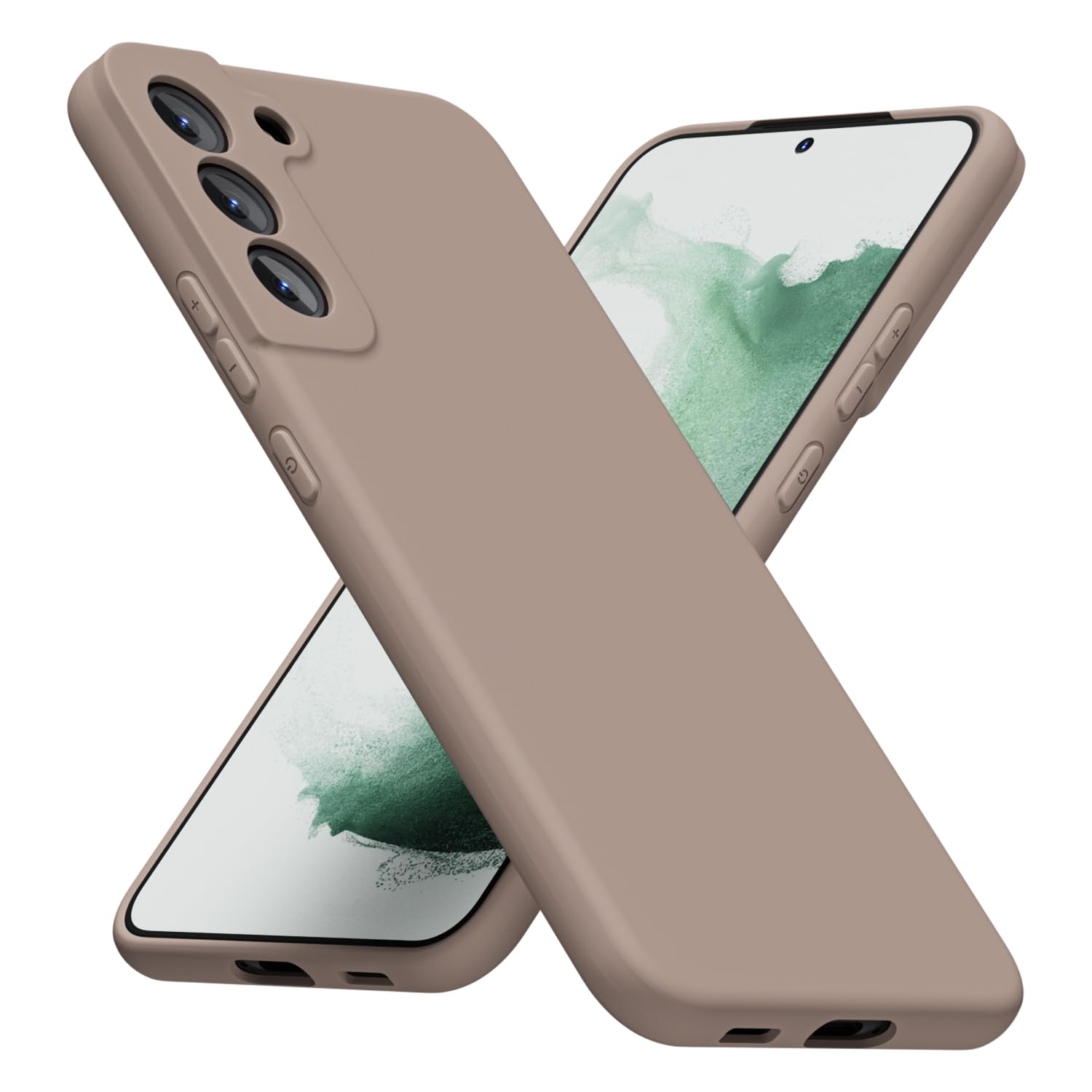 LoeoeL for Samsung Galaxy S22 Plus Phone Case Silicone, Minimalist Ultra Thin Slim Soft Rubber Gel Solid Color Matte TPU Cute Case for Women Men, Girly Aesthetic Design & Camera Cover, Brown Fall