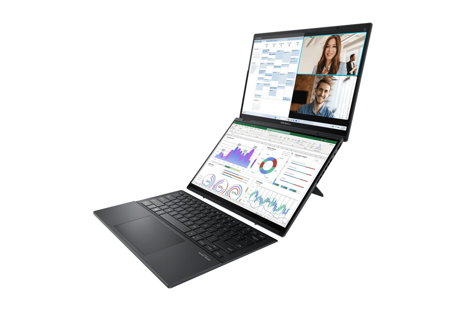 ASUS Zenbook Duo UX8406CA-PZ011W 14 Pouces 3K OLED 120Hz Pc Portable (processeur Intel Core Ultra 9 285H, 32GB LPDDR5X, 1TB SSD, Intel Arc Graphics, Windows 11 Home) – Clavier AZERTY