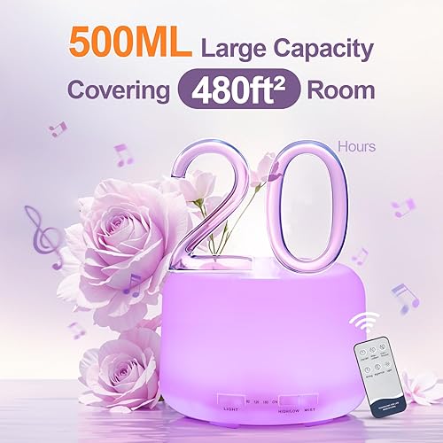 Miniatura 3 de Difusores para aceites esenciales para habitación grande de 16.9 fl oz+6 juego de aceites, altavoz Bluetooth+control remoto+8 luces RGB difusor de