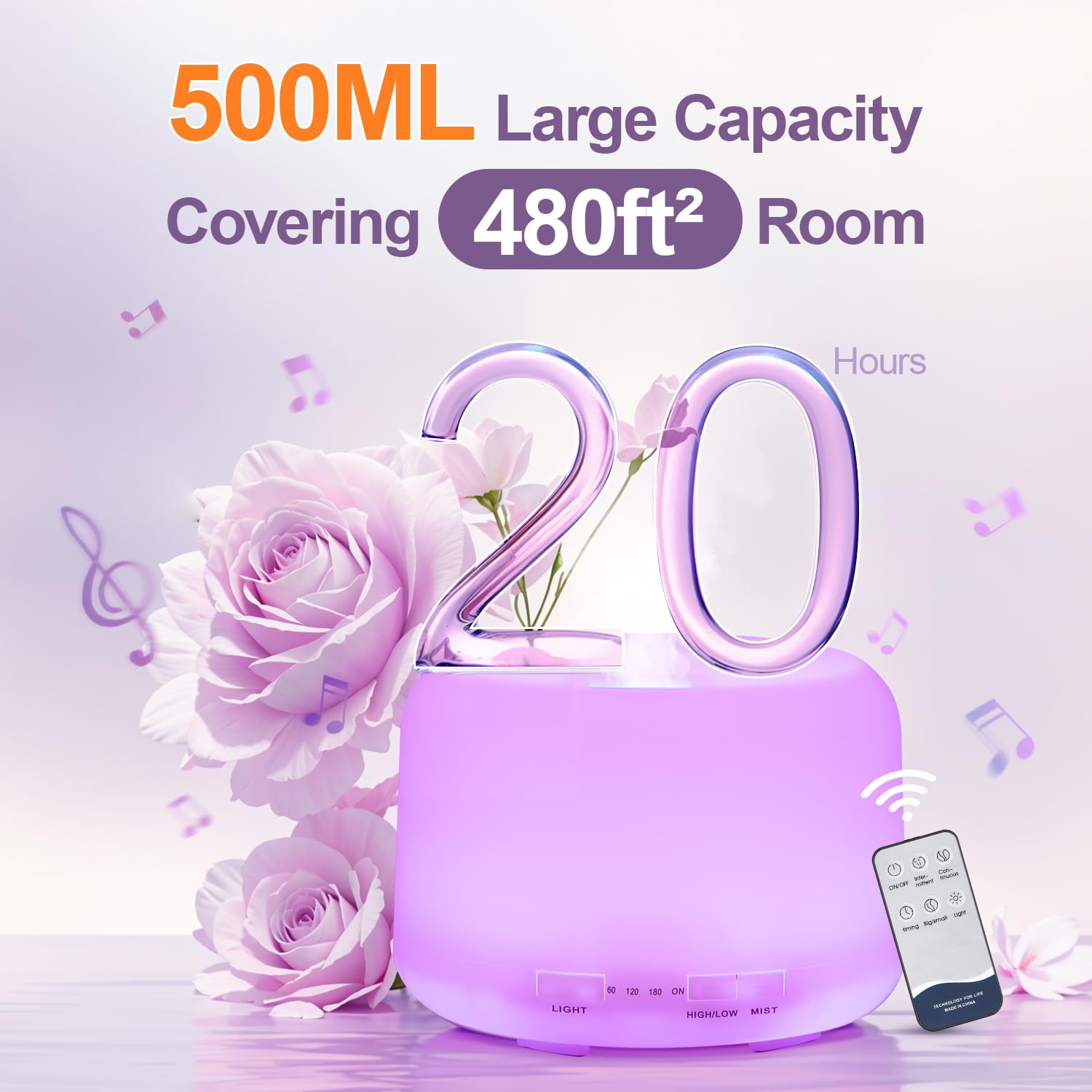 Snapklik.com : Diffusers For Essential Oils Large Room 500ML+6 Oil Set ...