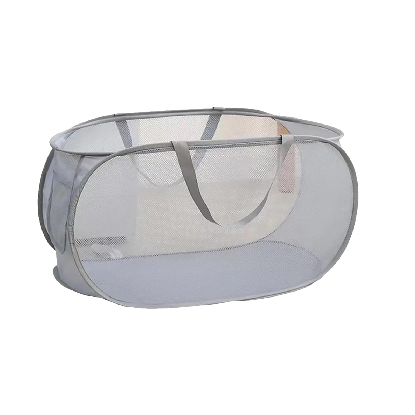 DENGUJD ランドリーバスケット 洗濯カゴ 横型 ランドリーバスケット 折りたたみ 大容量 70L 洗濯カゴ 洗濯物入れ 袋 かご 持ち運び可能 軽量 収納 持ち運び可能 抗菌 防カビ 旅行 ゴミ箱 (横型、グレー・36×36×58cm)