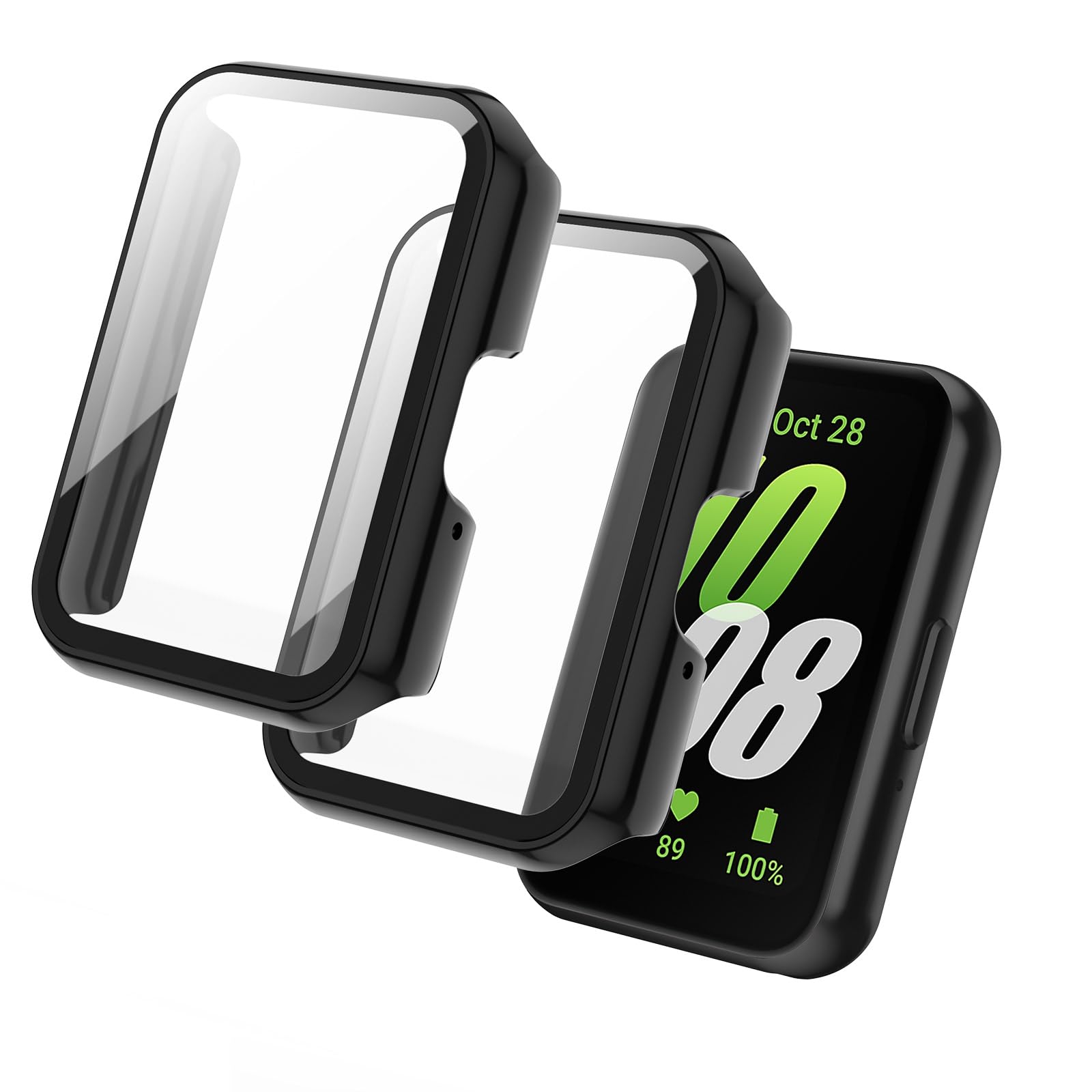 Tuocal 2 Stück Hülle Kompatibel für Samsung Galaxy Fit 3 Schutzhülle mit Displayschutz, 360° Rundum Ultradünn Hard PC Kratzfester Schutz Case für Samsung Galaxy Fit 3, Schwarz