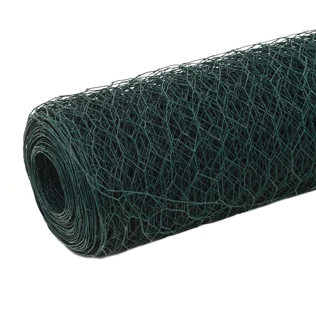 Alambrada de gallinero Acero Revestimiento Malla gallinera Metalica Valla Metalica Exterior PVC Verde 25x1,5 m - 143261