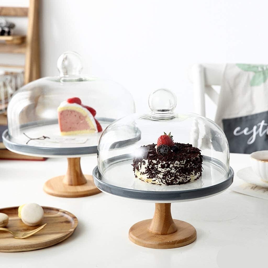Plateau à gâteau Haut en Forme de dôme, décoration de dôme à Dessert, présentoir à gâteaux d'anniversaire, présentoir à goûter (Couleur : Blanc, Taille : 24 cm) (Gris, 28 cm)