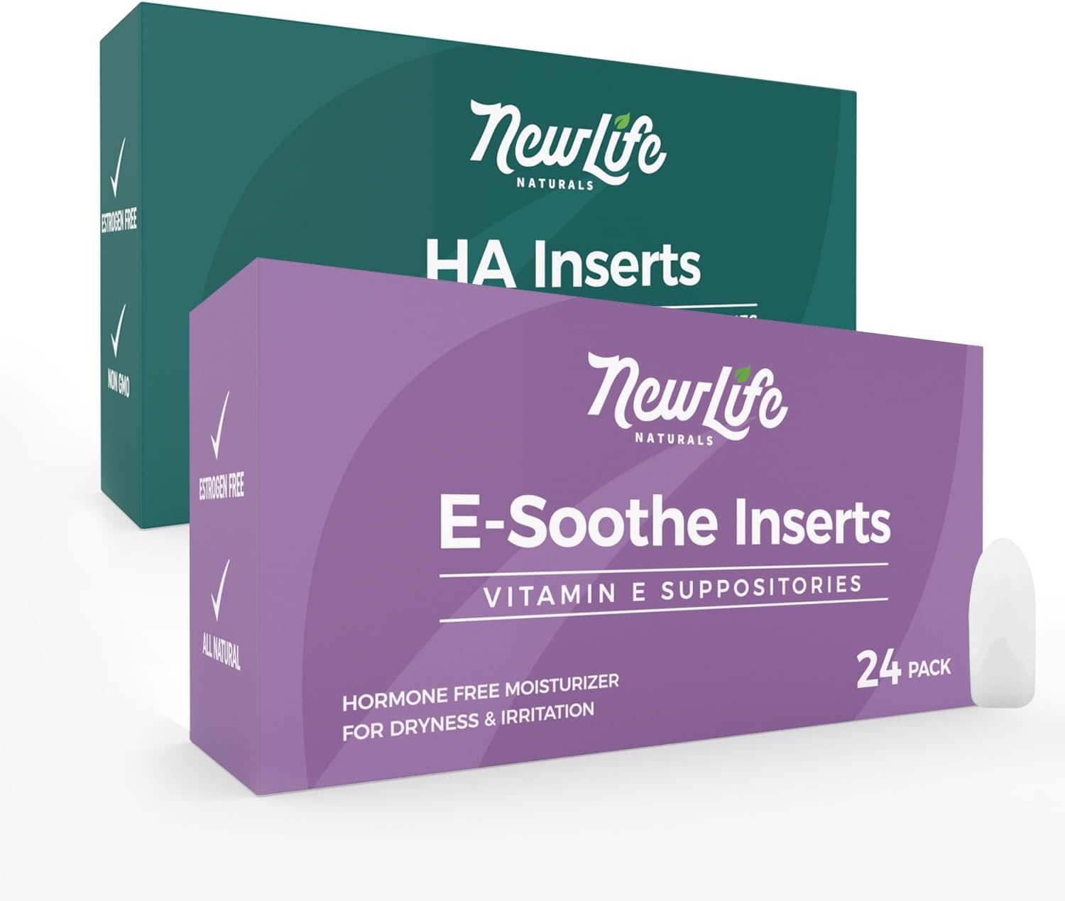 NewLife Naturals Vitamin E & Hyaluronic Acid Vaginal Suppositories Bundle - 38 IU Vitamin E, 5mg Hyaluronic Acid - Relief for Vaginal Dryness, Menopause Support - Estrogen-Free, 36 Inserts, USA-Made