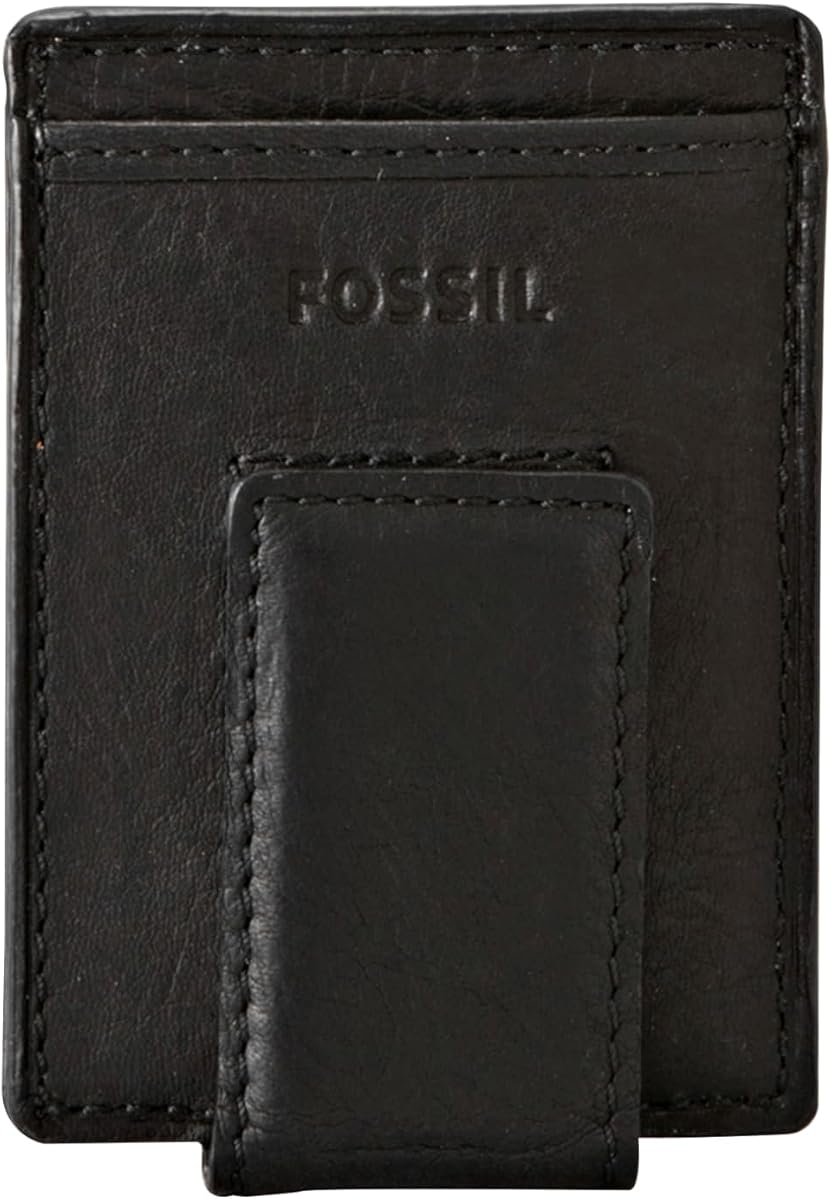Tarjetero magnético minimalista de cuero para hombre con clip para billetes y bolsillo frontal para hombre