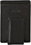 Fossil Ingram Etui de carte magnétique en cuir avec porte-monnaie pour homme, noir, (Modèle : ML3235001) | Magnétique