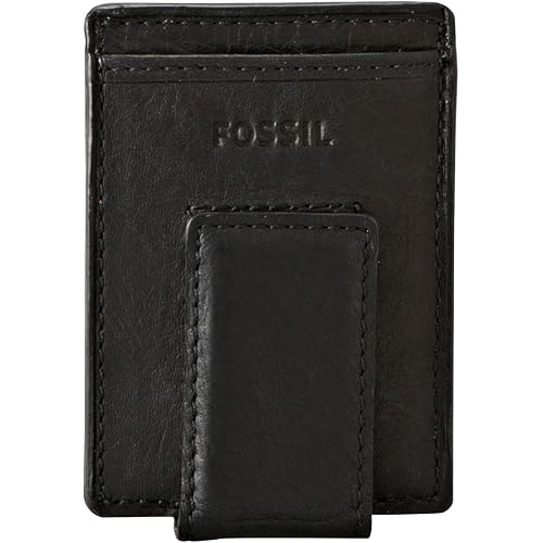 Fossil Men's Leather Minimalist Magnetic Card Case with Money Clip Front Pocket Wallet for Men
