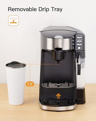 Miniatura 5 de Boly Cafetera 6 en 1 con espumador automático de leche, café, té, café con leche y cafetera de capuchino, compatible con cápsulas y café molido,