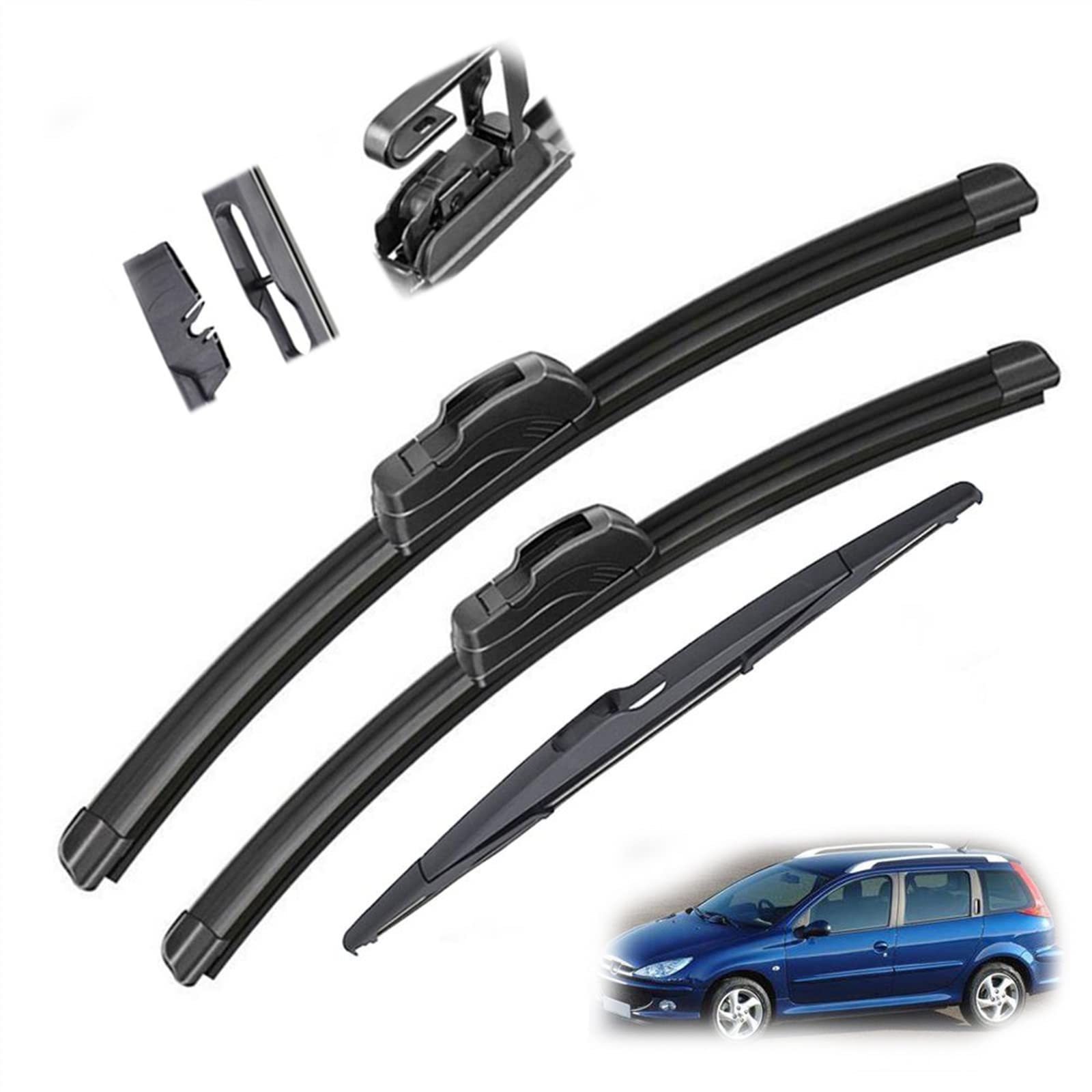 WITTSY Parti Tergicristalli 26 "16" 14 "Lunotto Anteriore Parabrezza Tergicristallo per Peugeot 206 SW Immobiliare 2000-2007 Auto Tergicristallo Spazzole 2001 2002 2003 2004 2005 2006