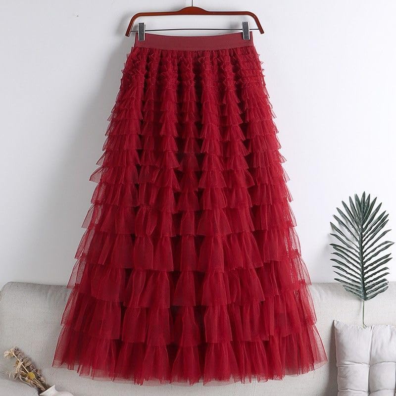 Women's Long Maxi Tulle Skirt Layered Ruffle Tulle Skirt for Women Tiered Maxi Skirt Aline Pommel Skirt2