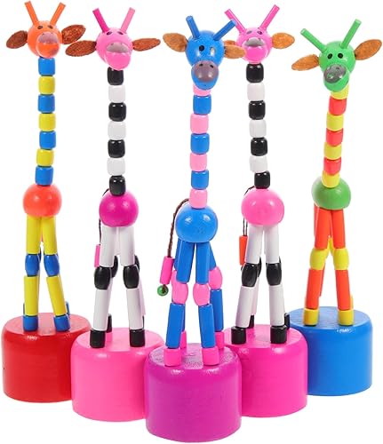 Gadpiparty Juguetes de marionetas de jirafa de madera, juguetes coloridos de dibujos animados de jirafa para pulgar, marionetas de dedo de jirafa,