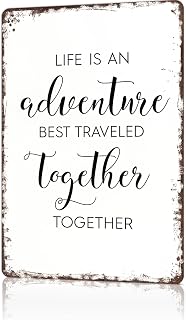 Vintage Metal Tin Signs Life Is An Adventure Wall Art Poster for Garage Office Bar Bedroom Home Living Room Decor 8X12inch