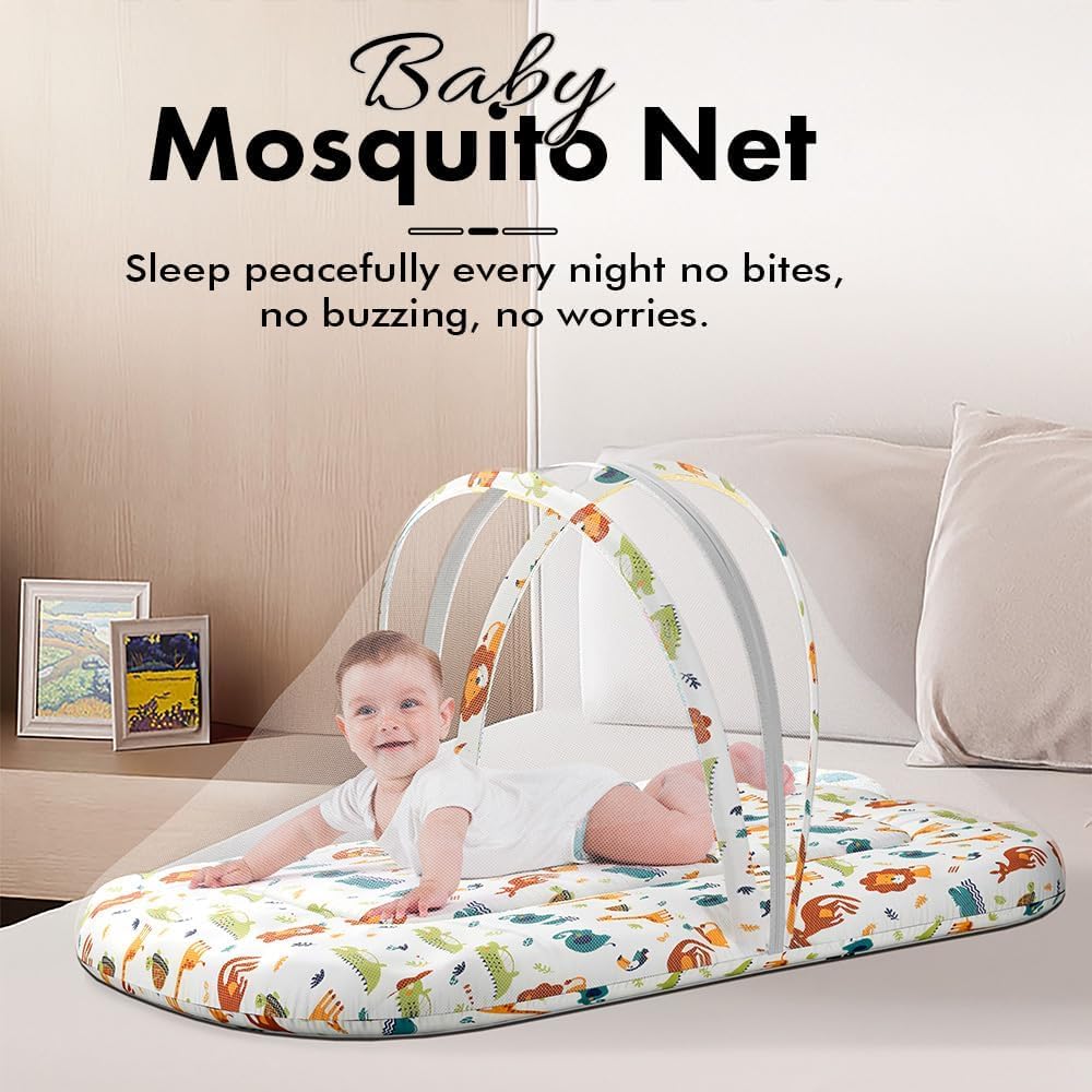 StarAndDaisy 3 in 1 Baby Nest Mosquito net for Sleeping - Newborn, Mosquito net for Baby/Soft and Comfortable Bed, Washable Cotton Design for 0-12 Months Baby -Kangaroo Print 1