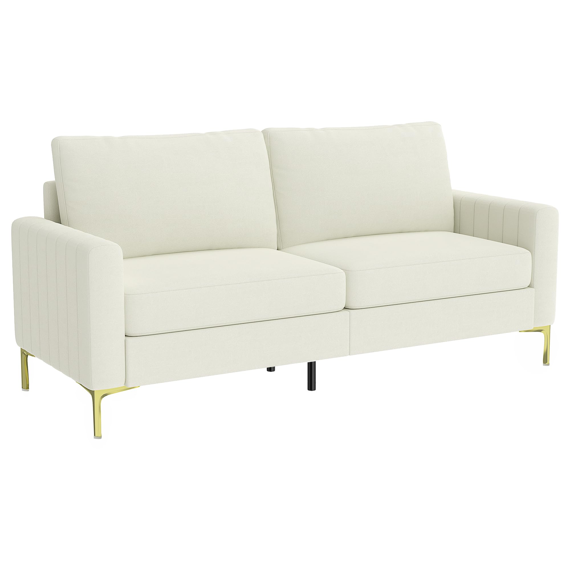 HOMCOM Sofá de 3 Plazas Tapizado en Terciopelo Sofá de Salón 181 cm Crema | Cojines Gruesos, Patas de Metal, Estructura de Madera, para Sala de Estar, Dormitorio, Oficina