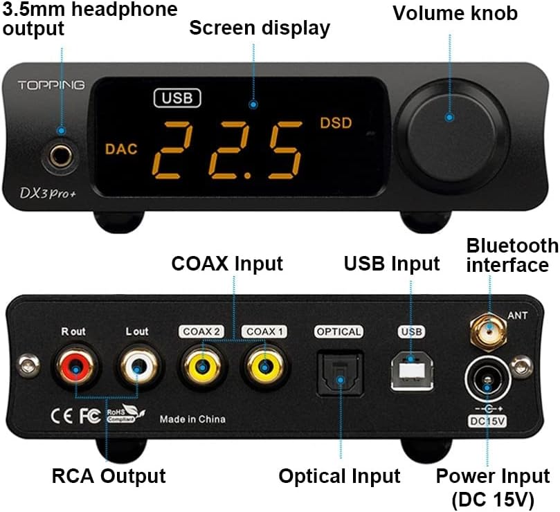 AOSHIDA Topping DX3 Pro+ DAC Headphone Amplifier 1800mW*2 - Image 3