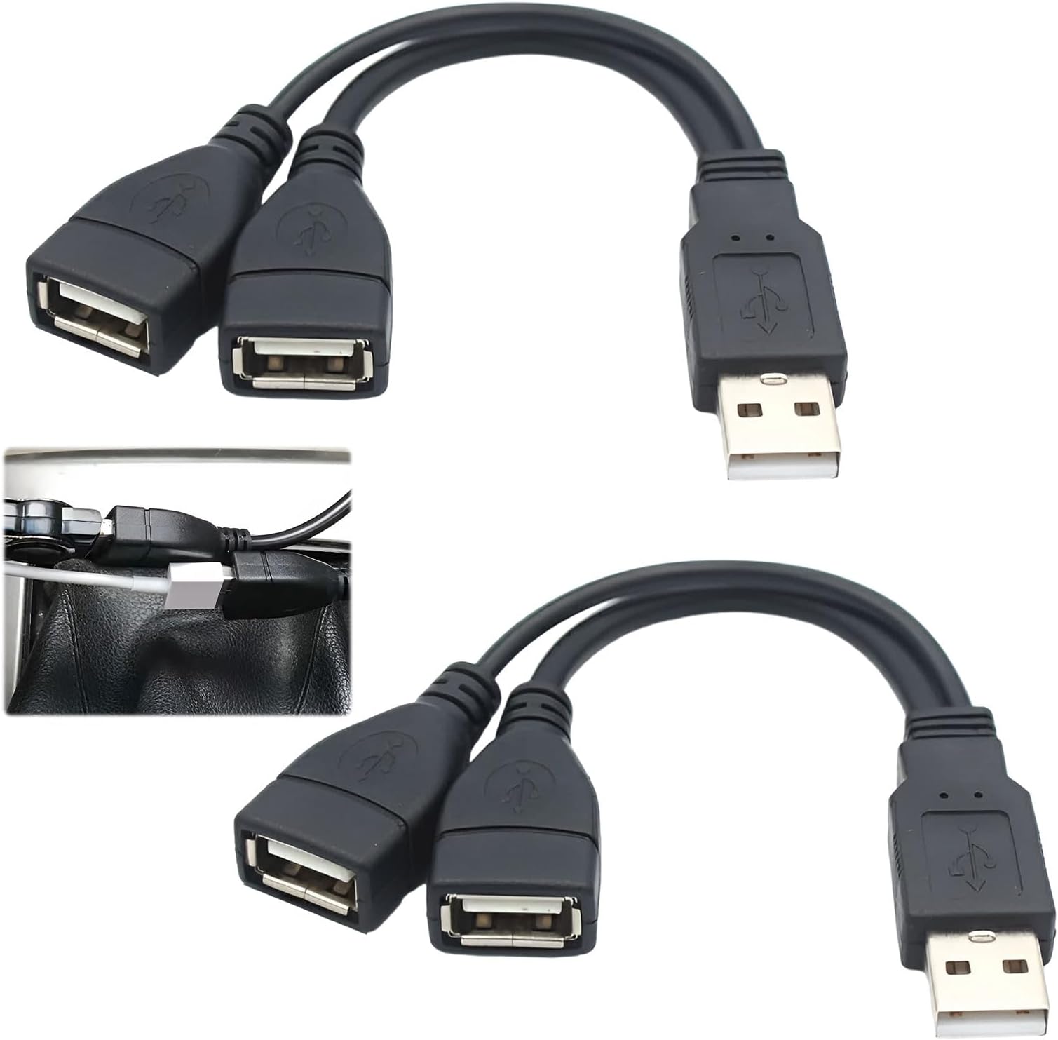 USB Splitter 2 Port,2PCS USB Double Adapter Dual USB Female to USB Male