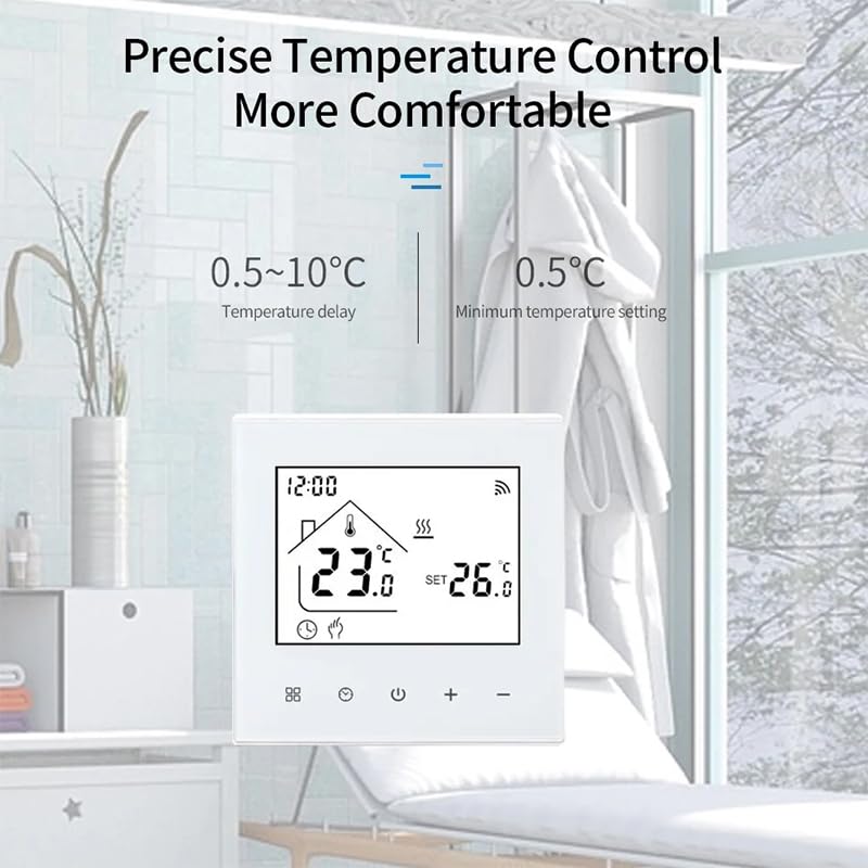 M4 Smart Wi-Fi Thermostat for Water & Underfloor Heating, 230V Digital Wall Thermostat, Tuya App Control, Alexa & Google Assistant Compatible, Smart Home Heating Solution