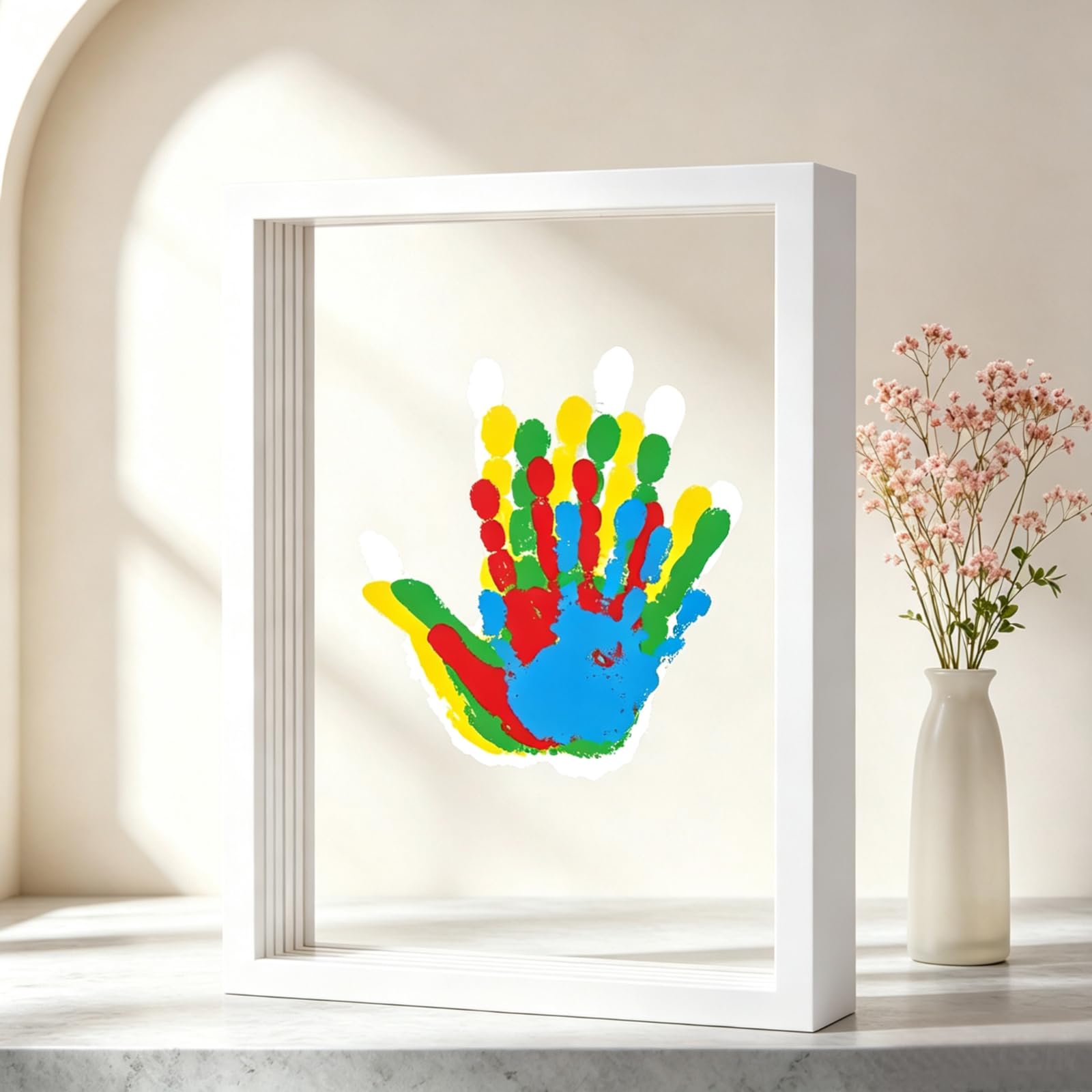 Family Handprint Art Kit with 4 Spaces – White Family Frame DIY Keepsake — image 1