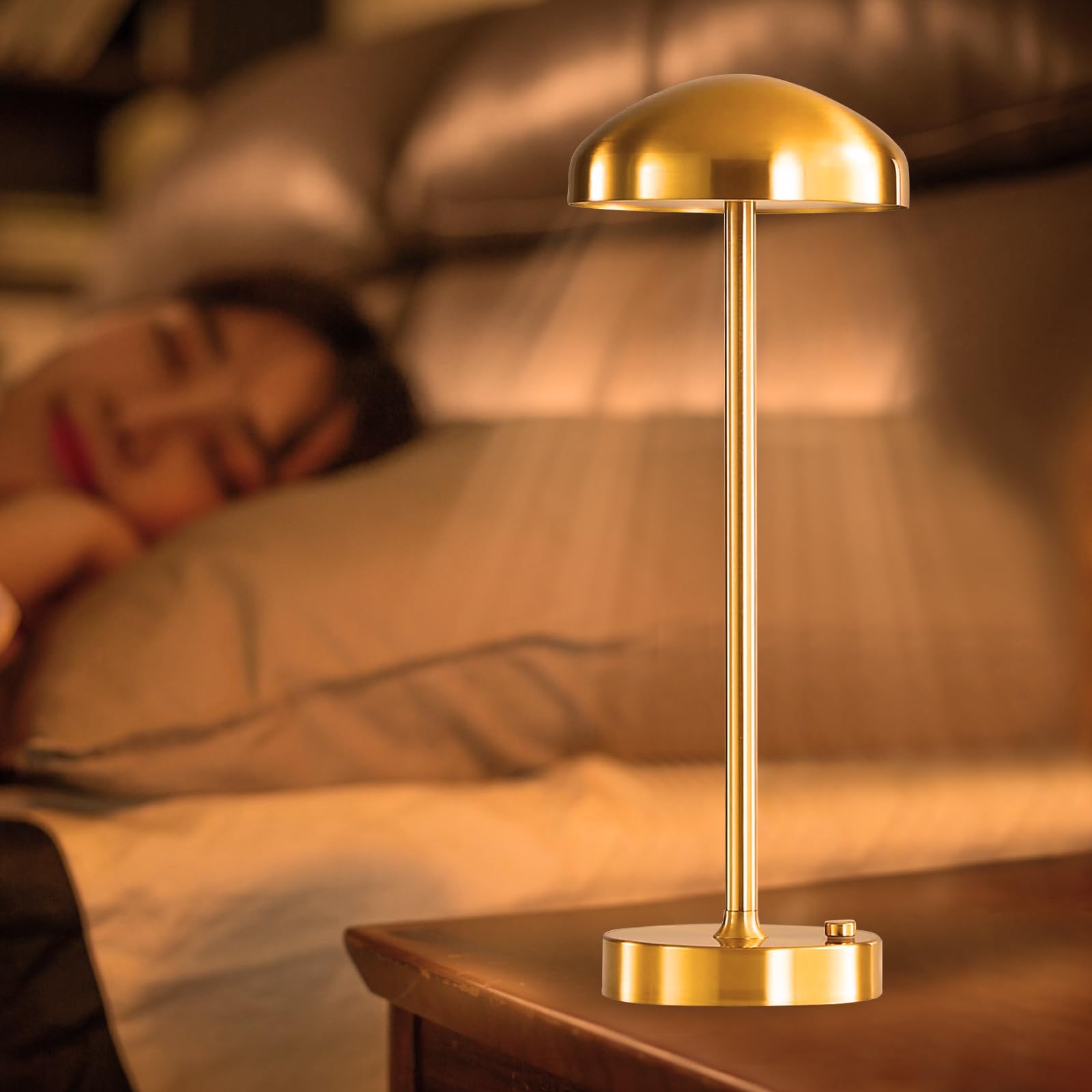 Cordless Table Lamp, 4000mAh Rechargeable Battery Operated Table Lamps, 3 Colors Stepless Dimming Portable LED Touch Wireless Lamp, Metal Modern Desk Lamp for Bedroom Bedside Living Room Restaurant
