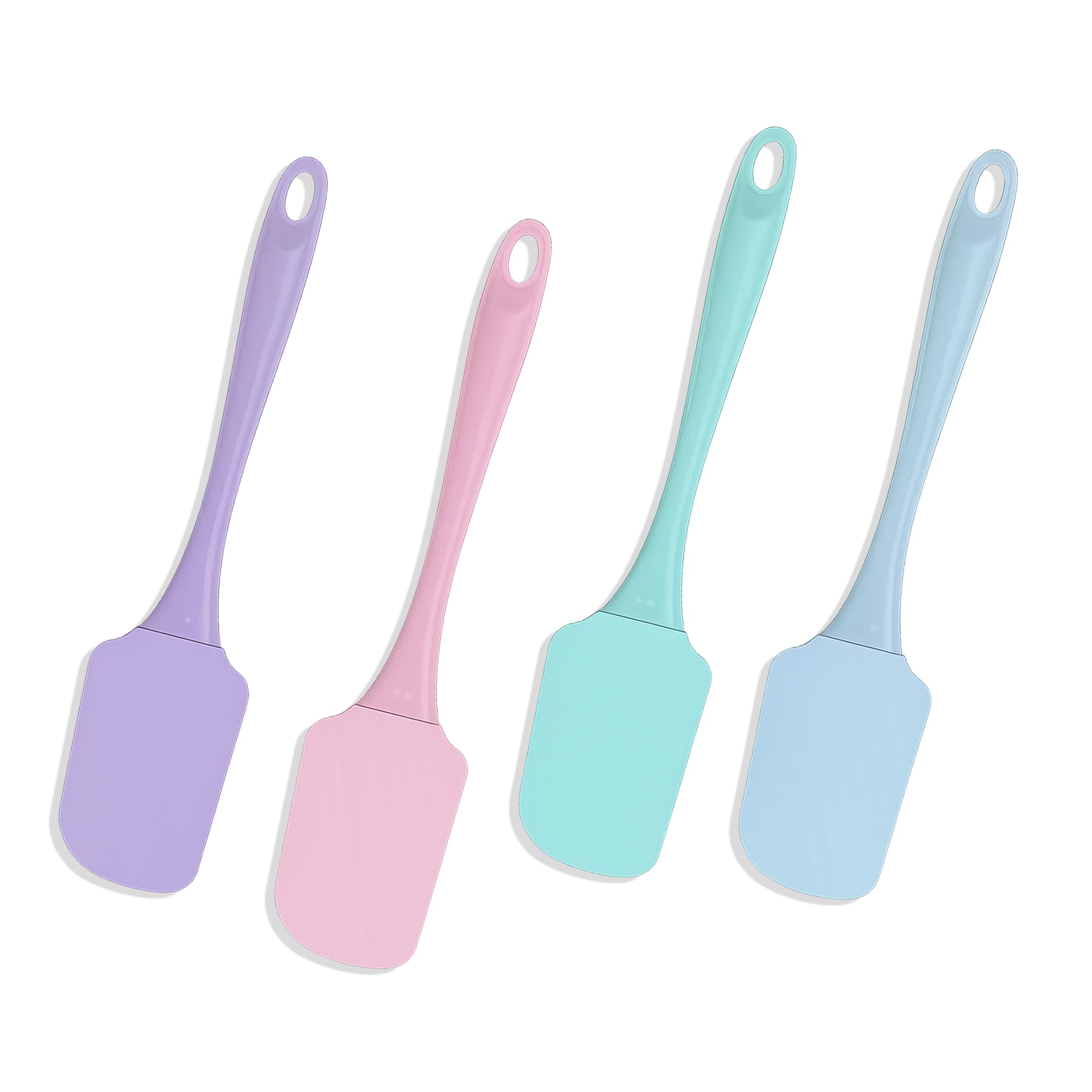 AIBULO Silicone Spatula Set of 4 – Heat Resistant Non-Stick Rubber Spatulas with Stainless Steel Core – Food Grade BPA-Free Seamless Kitchen Utensils for Cooking, Baking & Mixing – Assorted Colors