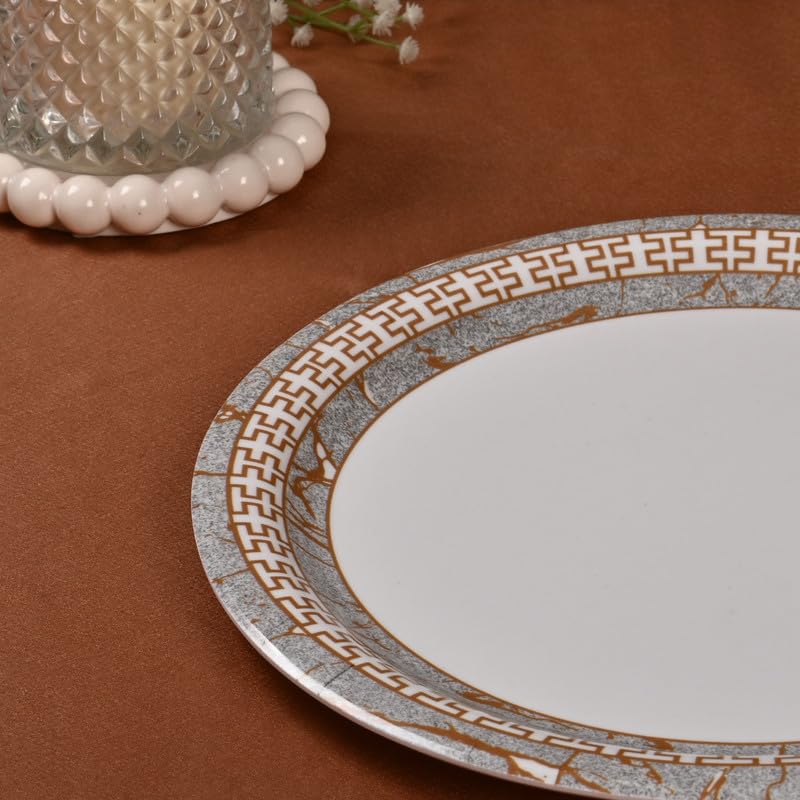 Image of Golden Fish 6 Pcs Dinner Plate Set for Home Dining | Full Size Serving Plates for Meals | Uniform Design for Table Setup | Stackable, Easy to Maintain & Suitable for Daily Use & Gifting
