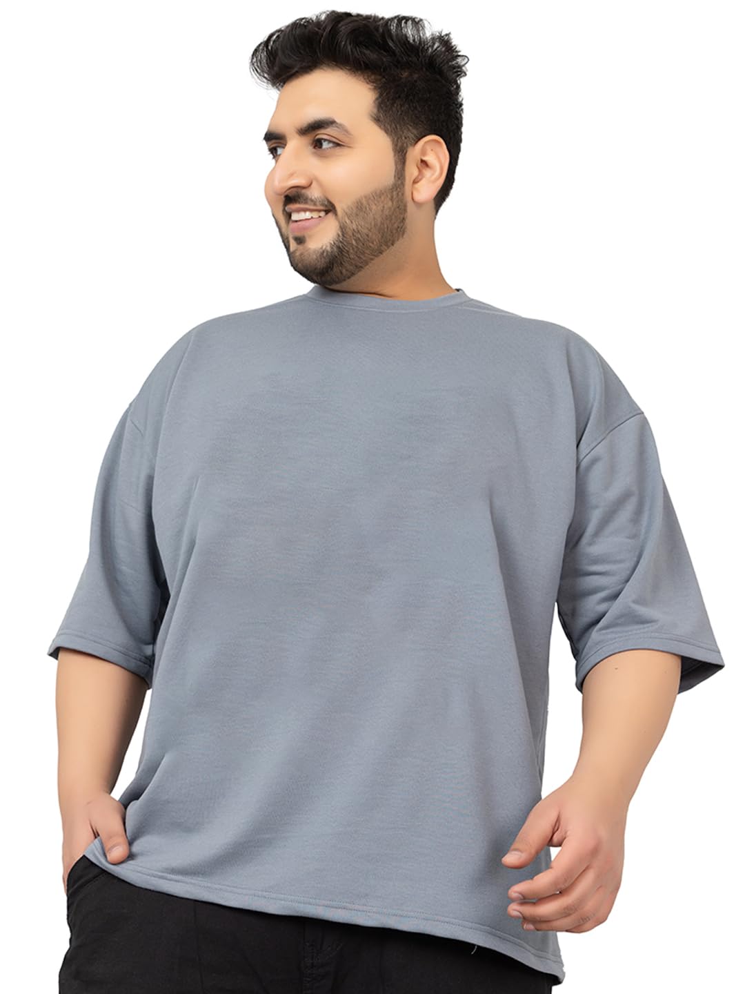 chkokko Men's Solid Plain Cotton Plus Size Half Sleeves Regular Fit T-Shirt-picture-50