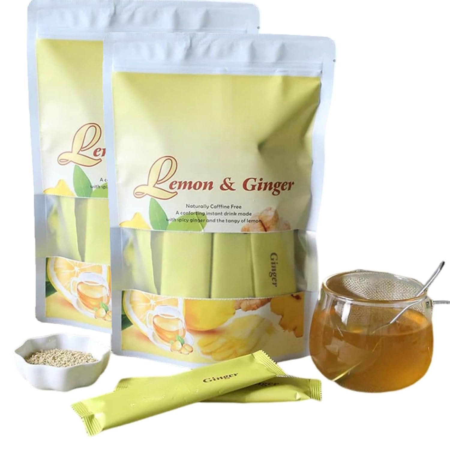 Boisson instantanée aromatisée au citron et au gingembre, sans caféine, 2pc