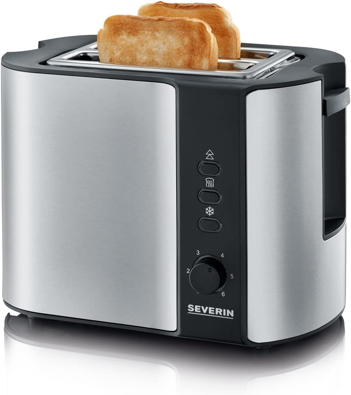 SEVERIN WK 3468 Glas-Wasserkocher 2.200 W 1 L Edelstahl/Schwarz Automatik-Toaster 800 W 2 Röstkammern