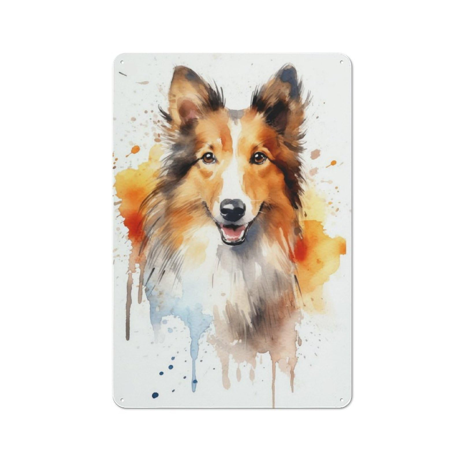 Junmoney Shetland Sheepdog Portrait Tin Sign 30X20cm With For Home Bar Wall, Rustic Decor, For Kitchen, Dining Room And Home Bar Wall Decor