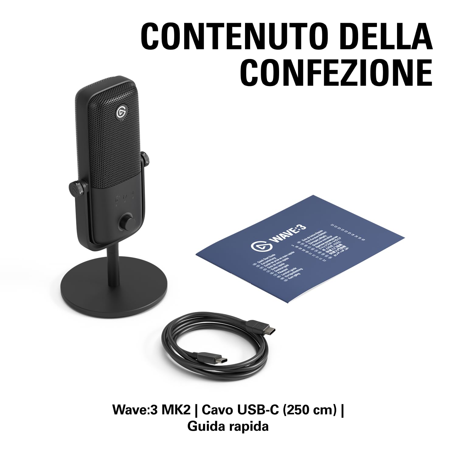 Elgato Wave:3 MK.2 – Microfono a condensatore USB premium per streaming e podcasting con Wave FX Processor, DSP integrato, Clipguard 2.0 e VST inserts – Funziona su PC e Mac