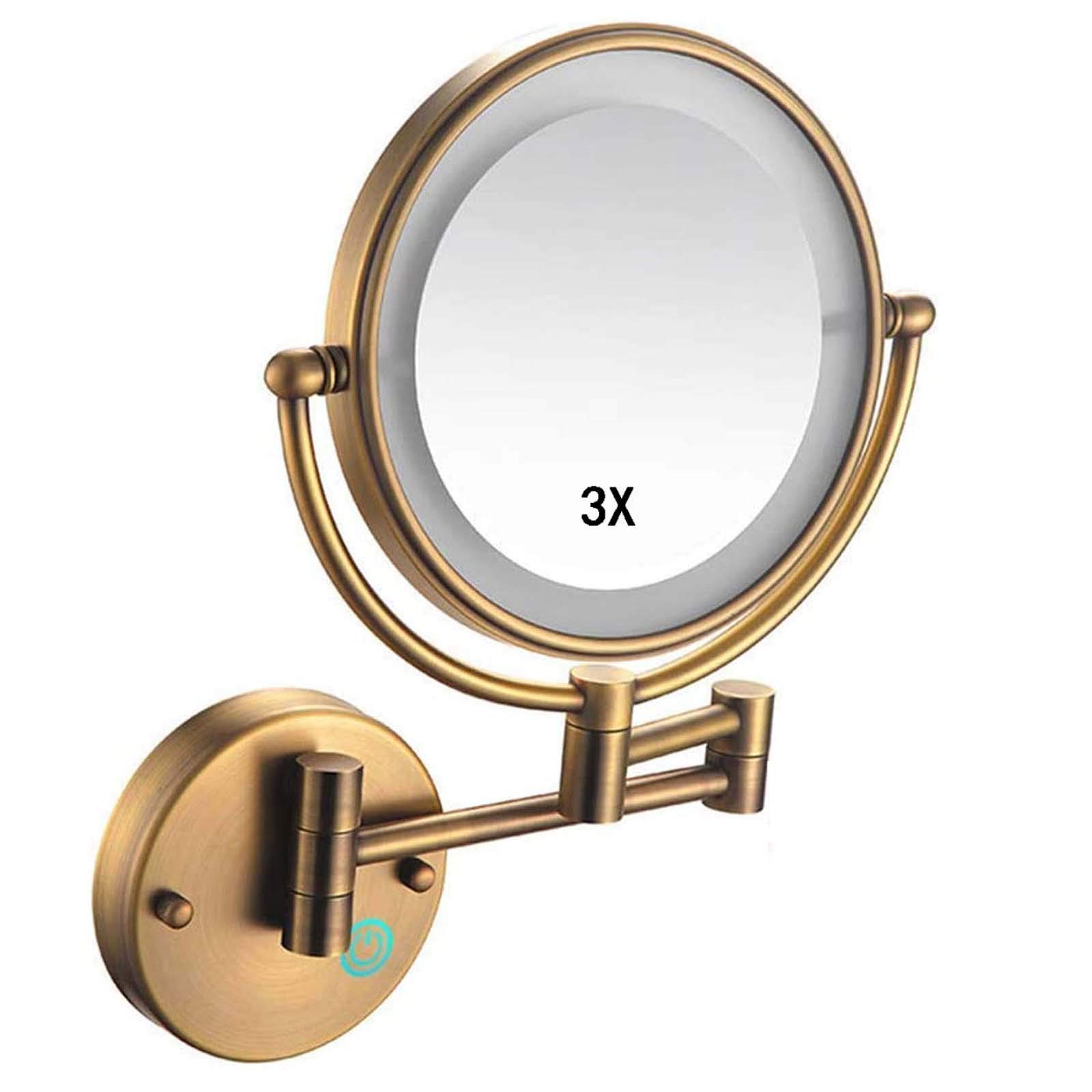 Miroir de Maquillage Miroir Grossissant 3X Mural Rotatif Rechargeable