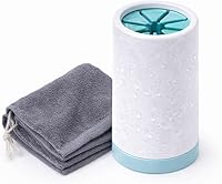 Portable Dog Paw Cleaner Cup with Microfiber Towel - Soft Silicone Bristles for Mud, Dirt & Sand Removal After Walks