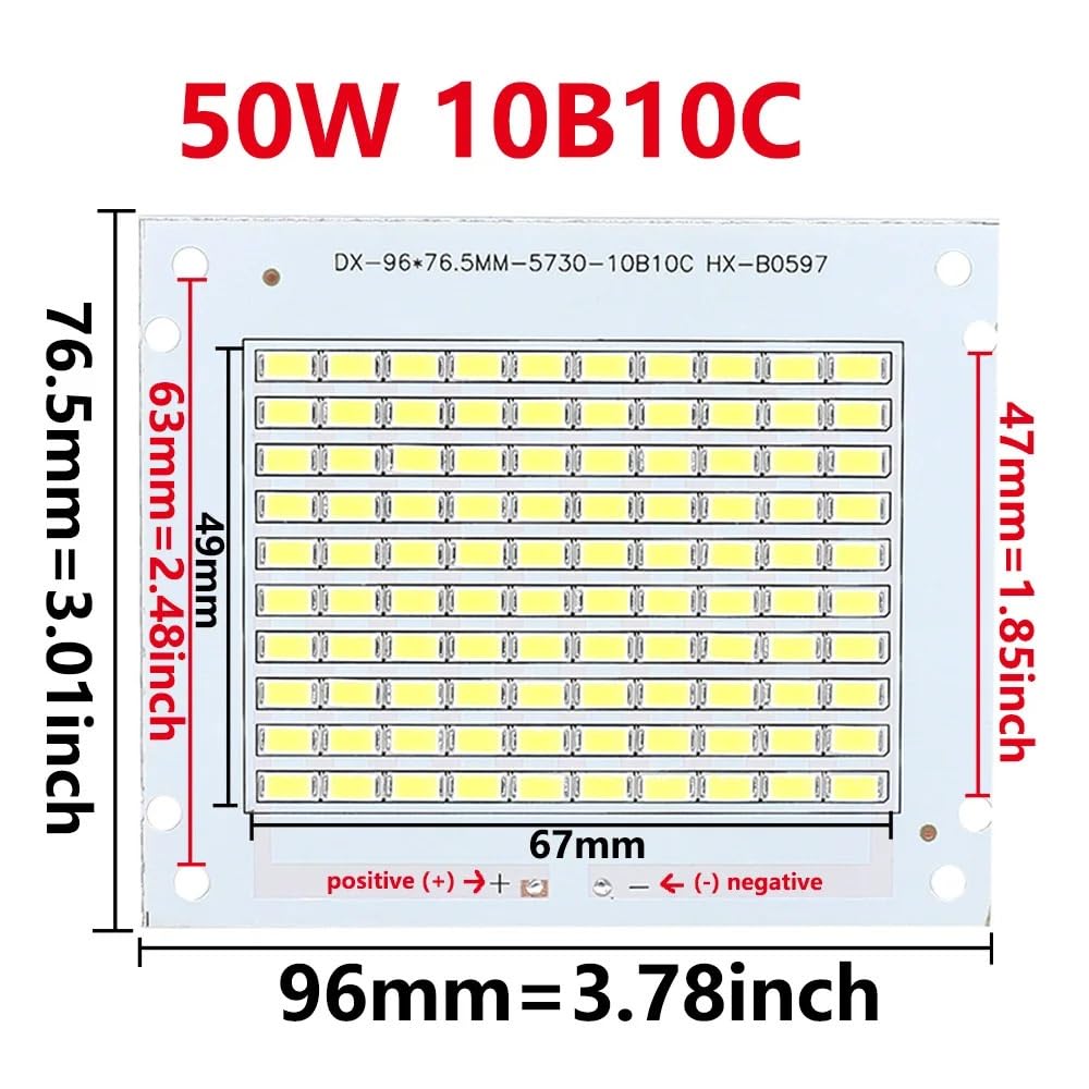 10pcs 50W Full Power LED High Brightness SMD 5730 LED Diode DC30-32V 1500mA PCB White 6000-6500K