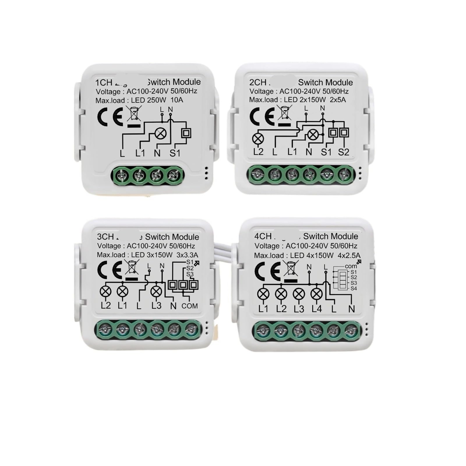 1 Uds módulo de interruptor 3,0 módulo de interruptor 10A disyuntor inteligente DIY for hogar 1 2 3 4 juegos(3 Gang)