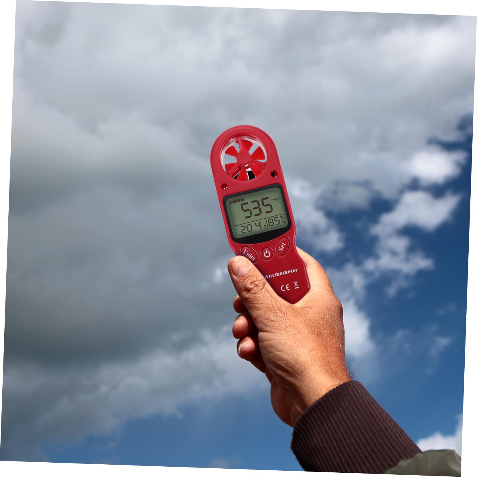 Cabilock Mini Higrotermógrafo Anemómetro Portátil con Pantalla Lcd, Medición de Temperatura y Velocidad del Aire, sin Batería, para Uso Industrial