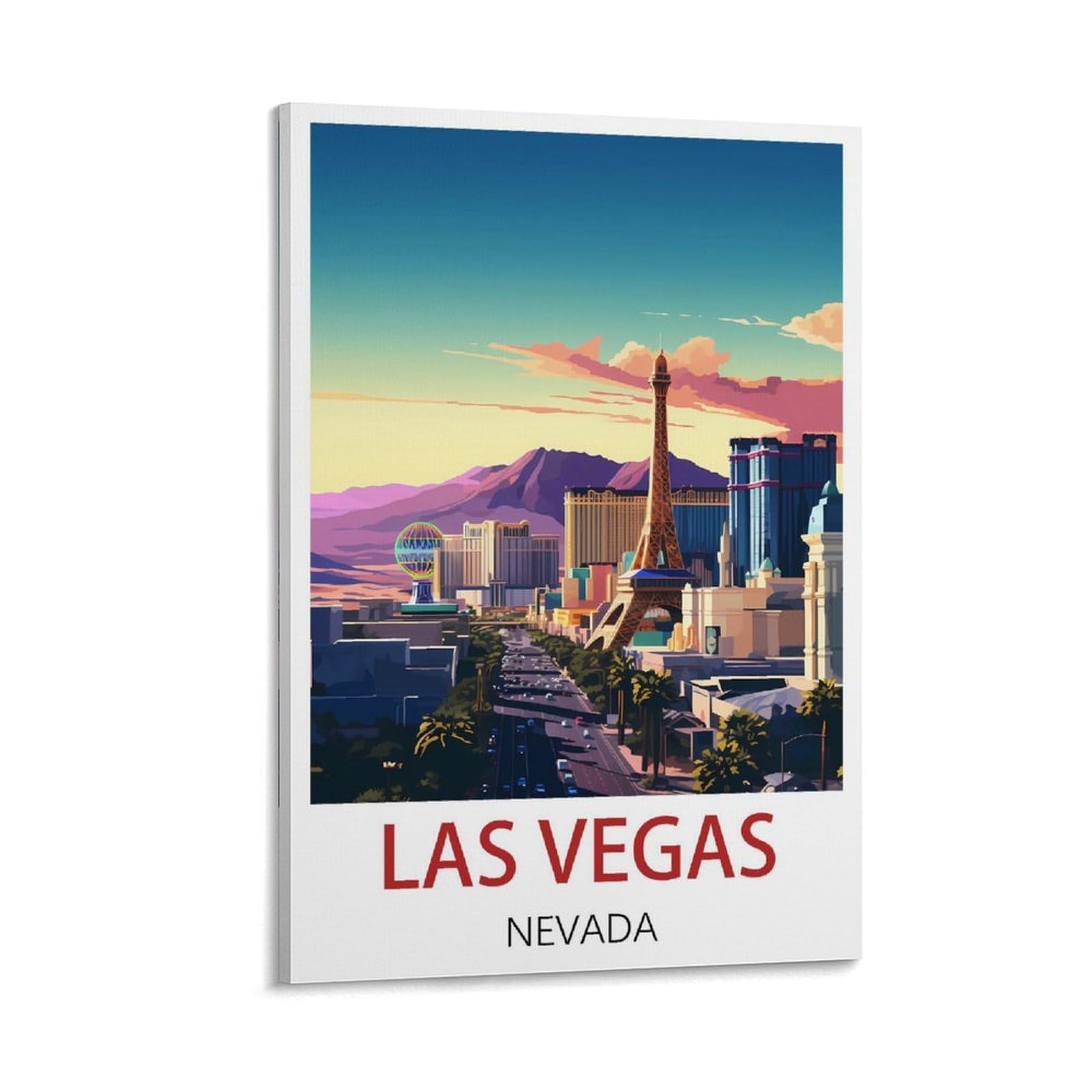 Lcyuaopp Frame-Style Las Vegas Nevada Vintage Travel Posters 12X18inch(30X45cm) Canvas Art Poster And Wall Art Picture Print Modern Family Bedroom Decor Posters