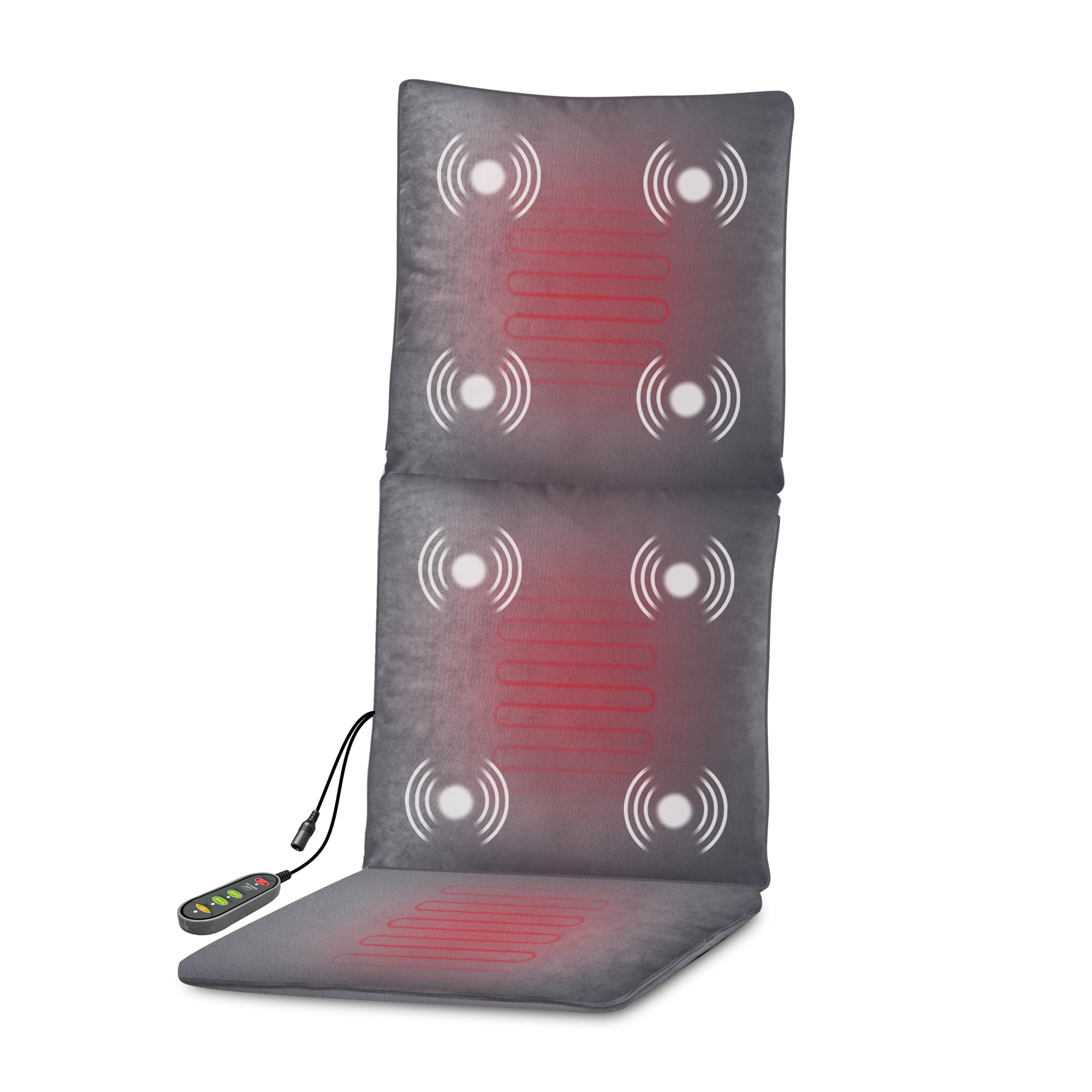 Snailax Massage Throw Pillow & Massage Seat Cushion with Heat, Vibrating Heated Back Massager, 3 Modes & 2 Heat Settings,Portable Seat Chair Pad for Office, Home, Gifts for Him Her