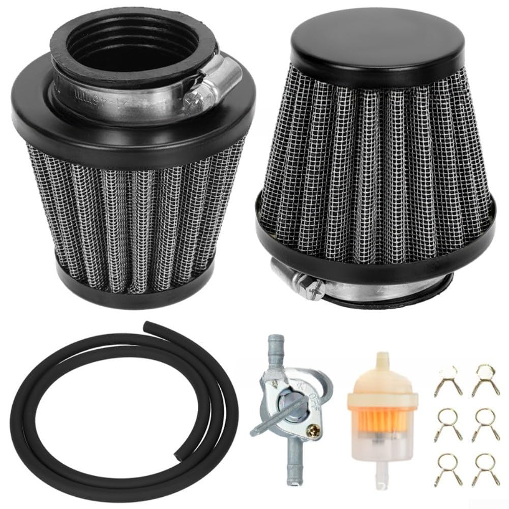 Motorrad Luftfilter 38mm für Vergaser Einbau(Black) | Edelstahl-Gitter, ABS-Körper, staubdicht, motorschonend, 38mm Durchmesser, passend